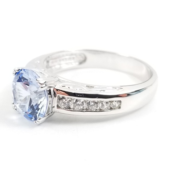 Platinum & Sterling Diamonique Blue Ring - Picture 4 of 7